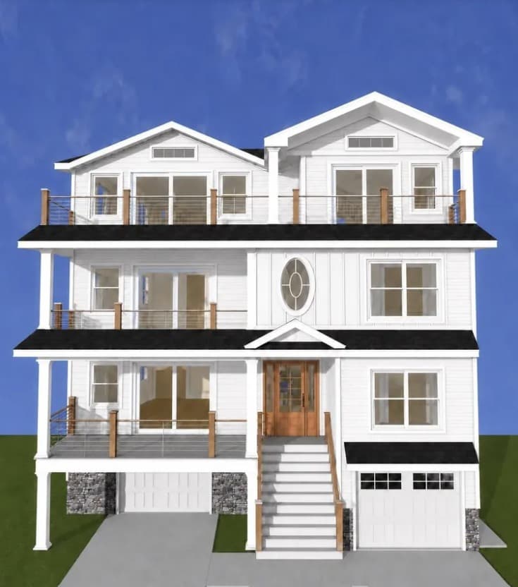 Front elevation rendering of 137 89th Street, Sea Isle City